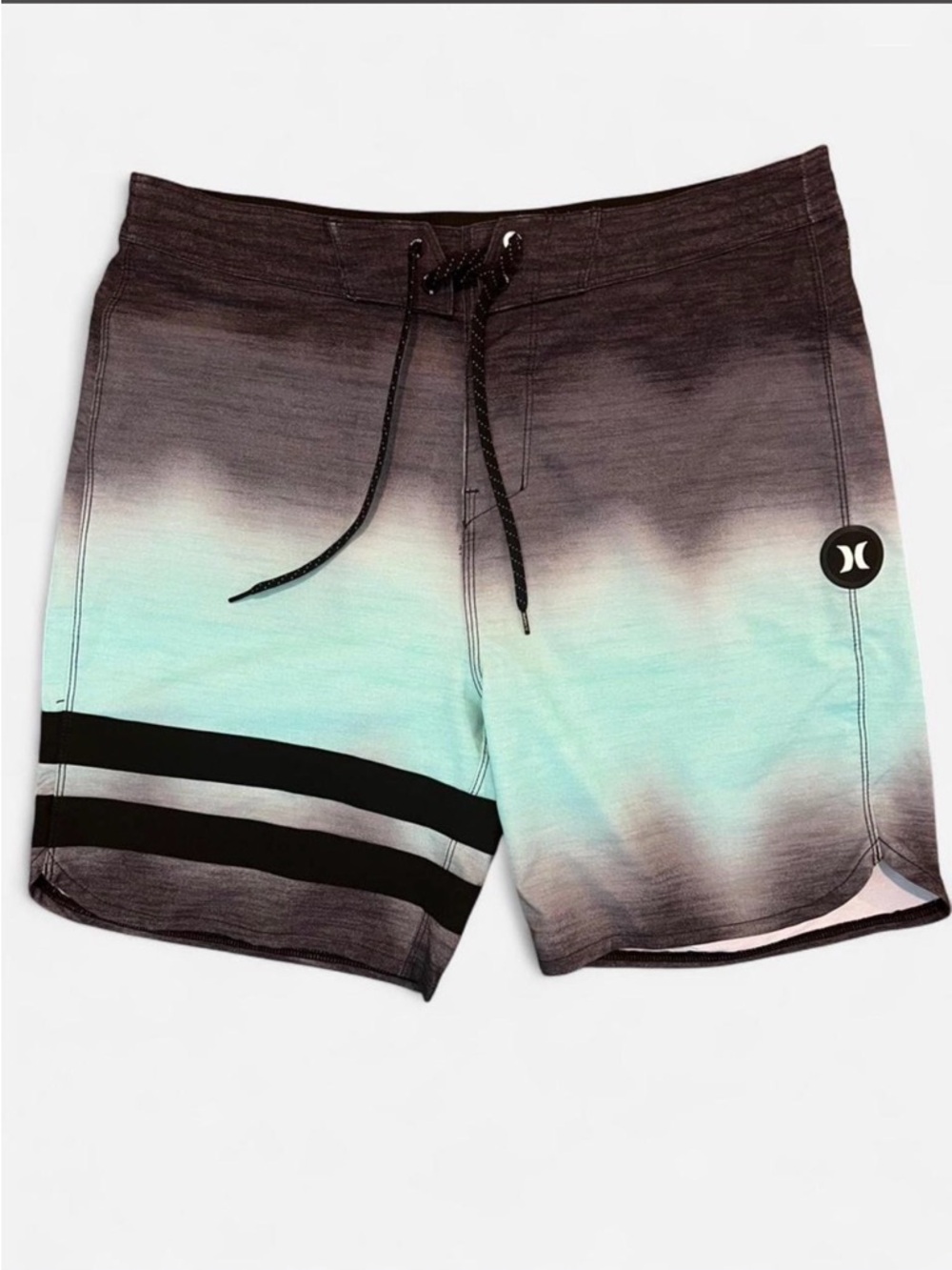 Hurley Men’s Black to Aqua Ombre Board Shorts - Size 30
